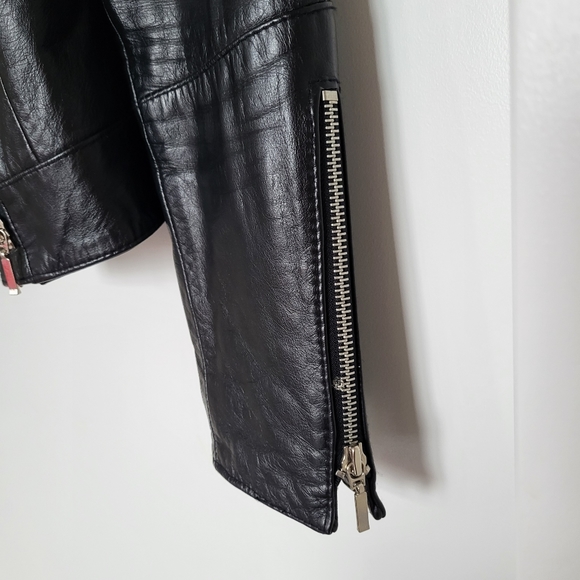 Bebe Black Zipper Genuine Leather Jacket - Picture 9 of 16